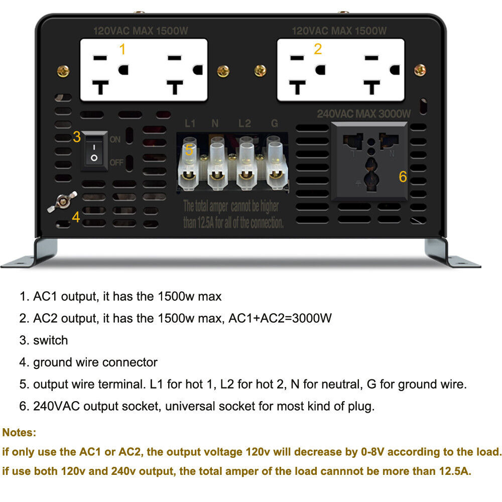 Inverter Daya Gelombang Sinus  - Inverter Pure Sine Wave 60Hz 120V 3000W ulasan dan harga